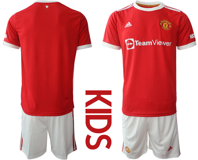 Youth 2021-2022 Club Manchester United home red blank Soccer Jersey
